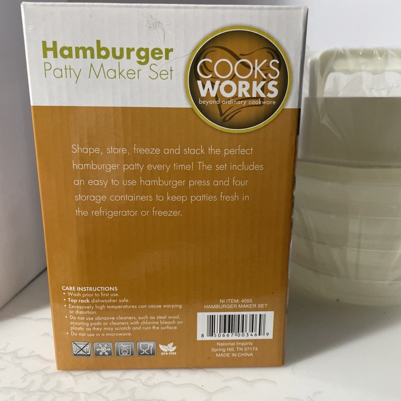 cooks Works 4 Hamburger Patty Maker BPA FREE Dishwasher Safe Easy Shape & Store gallery