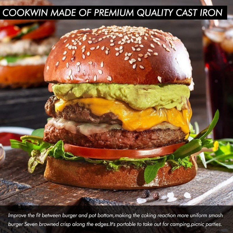 Smash Burger Press-Heavy Duty Hamburger Press with Heat 6 inch Black gallery