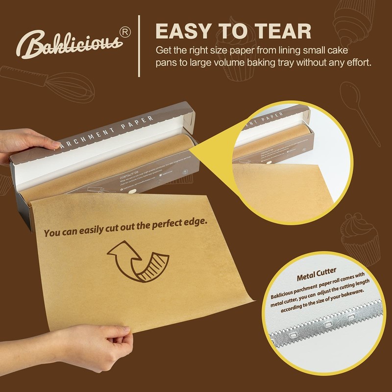 Unbleached Parchment Paper Roll for Baking, 15 in x 210 15inch-rolls, Brown gallery