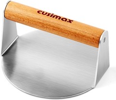 Stainless Steel Burger Press 5.5″ Round Smash Burger Press W/ Wood Handle Grill