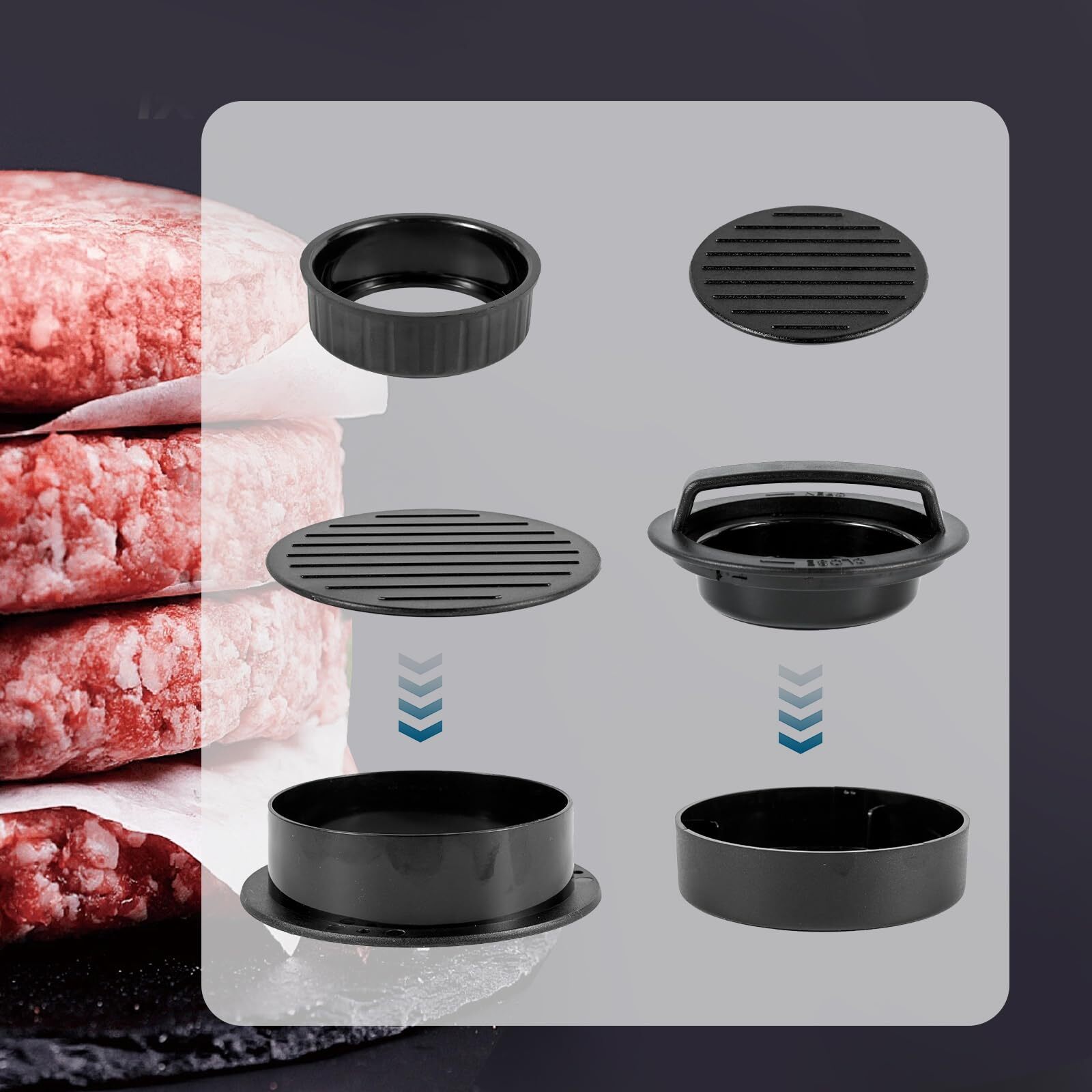 Hamburger Press Patty Maker - 3-in-1 Non-Stick Hamburger Maker for Home Cooks... gallery