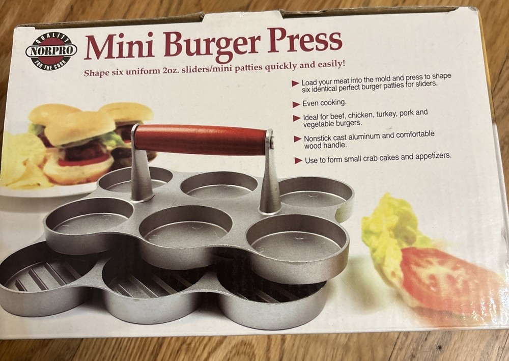 New Norpro Mini Burger Press Mold 6 Mini Sliders Patties
