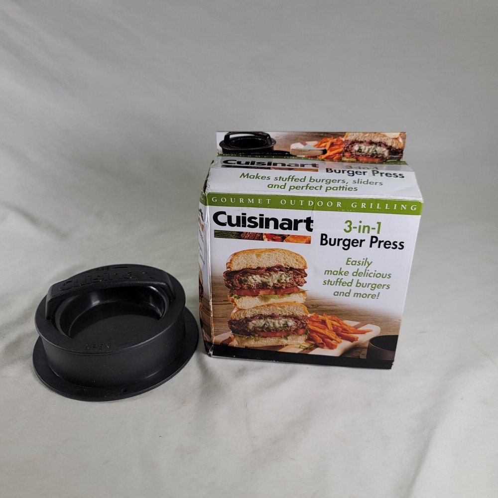 Cuisinart 3-in-1 Stuffed Burger Press Gourmet Outdoor Grill Tools NEW OPEN BOX