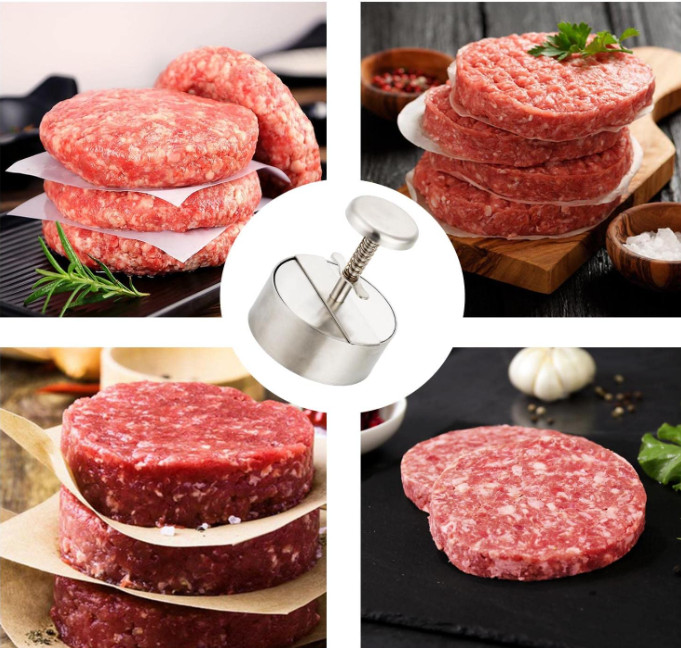 Prensa para hamburguesas de acero inoxidable ideal para parrilla y plancha gallery