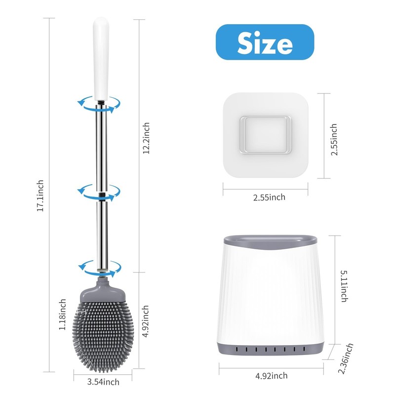 Toilet Brush, Silicone Toilet Brush and Holder Set, Flexible Toilet Bowl Brus... gallery