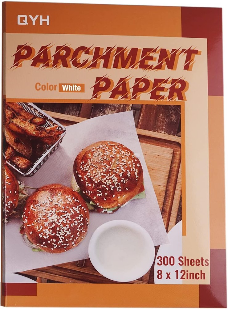 QYH Parchment Paper Baking Sheets 300 Pieces 8x12 Inch 300 Pack-8"x12", White