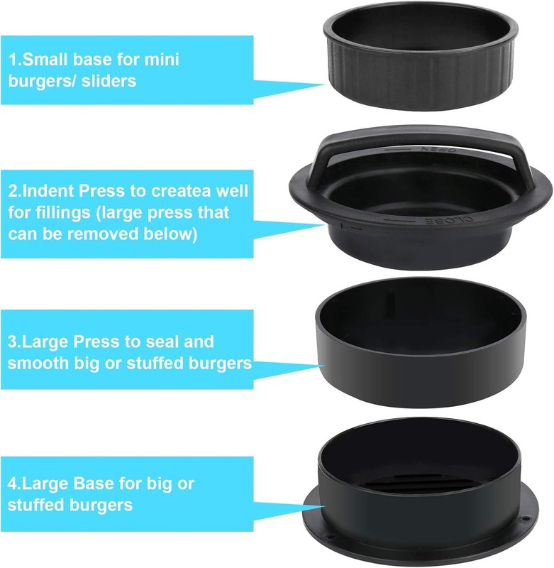 3 in 1 Stuffed Burger Press Patty Maker Rings Molds Kit, Non Stick Stuffer Hambu gallery