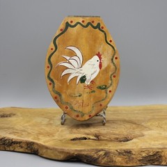 Vintage Woodpecker Wood Ware Rooster Hamburger Press Made in Japan