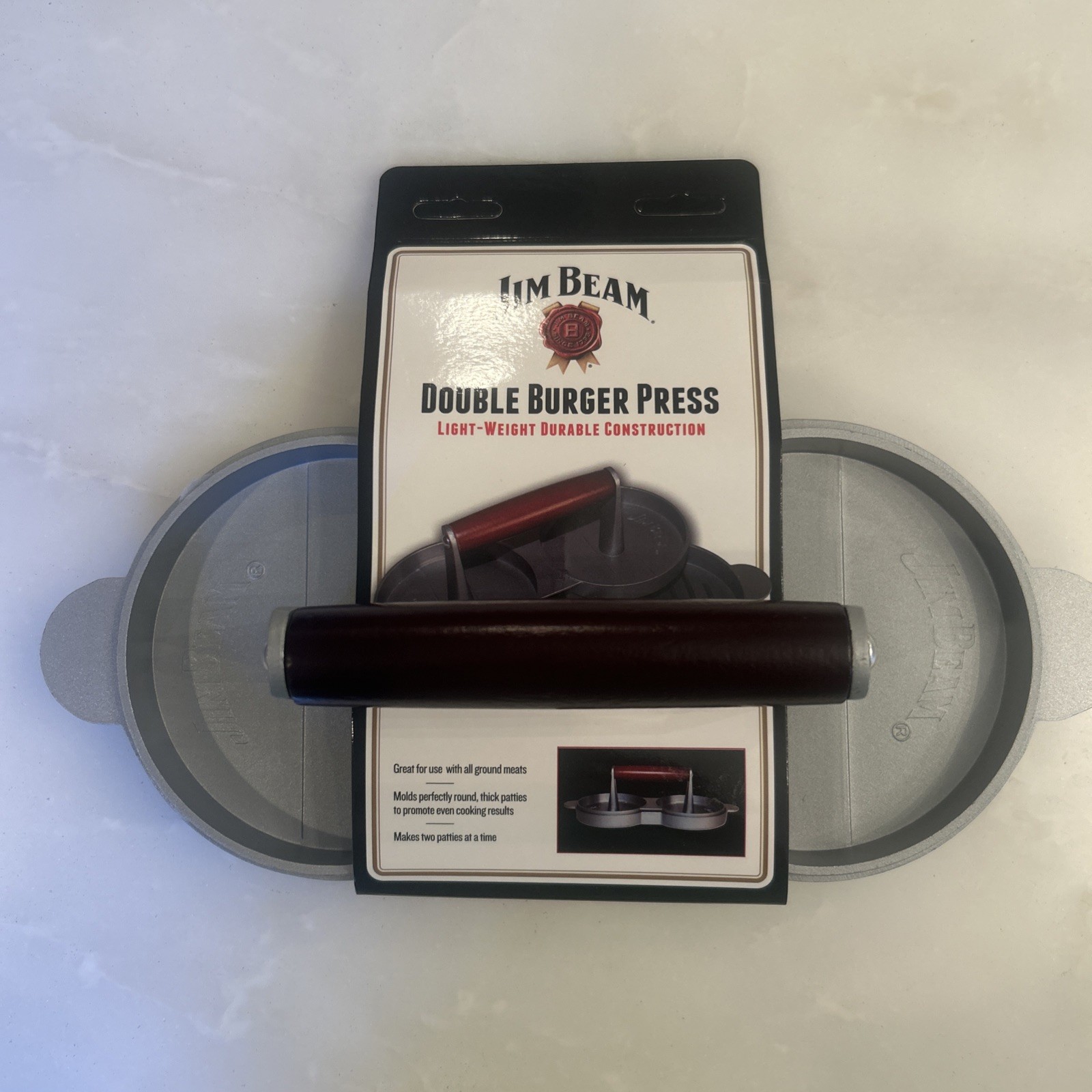 Jim Beam Non Stick Heavy Duty Aluminum Double Burger Press - New gallery