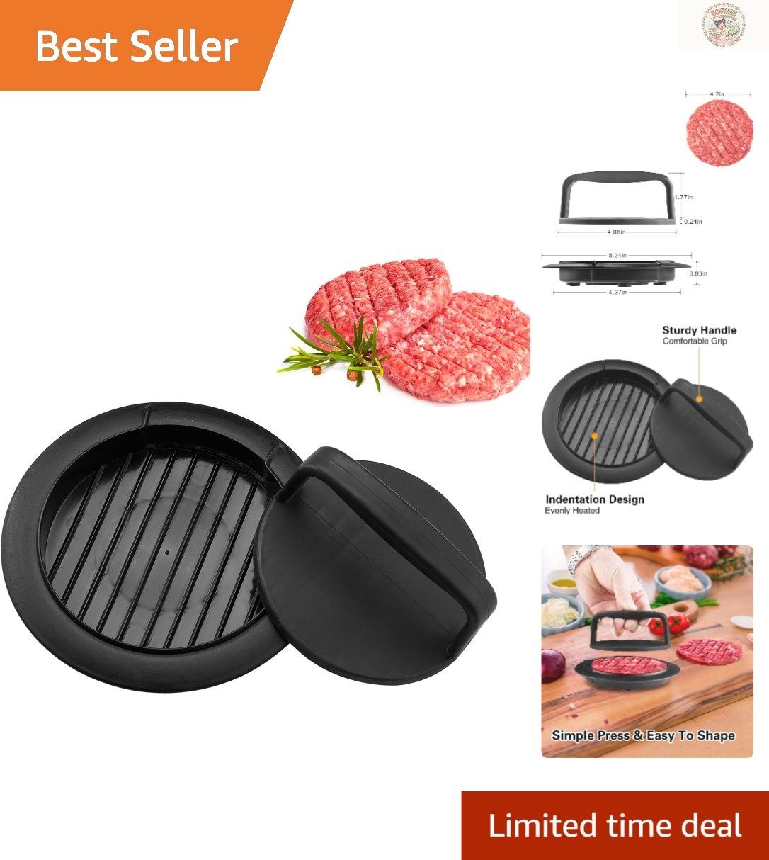 Compact Hamburger Press: Versatile Non-Stick Patty Maker for Kitchen Mastery gallery