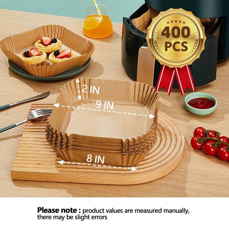 9 Inch Air Fryer Liners Disposable, 400Pcs Square 9 In, Copper gallery