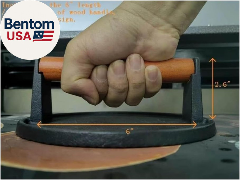 Burger Press 7.08" round & 8.3”X4.3”Rectangle Heavy-Duty Cast Iron Smash Meat St gallery