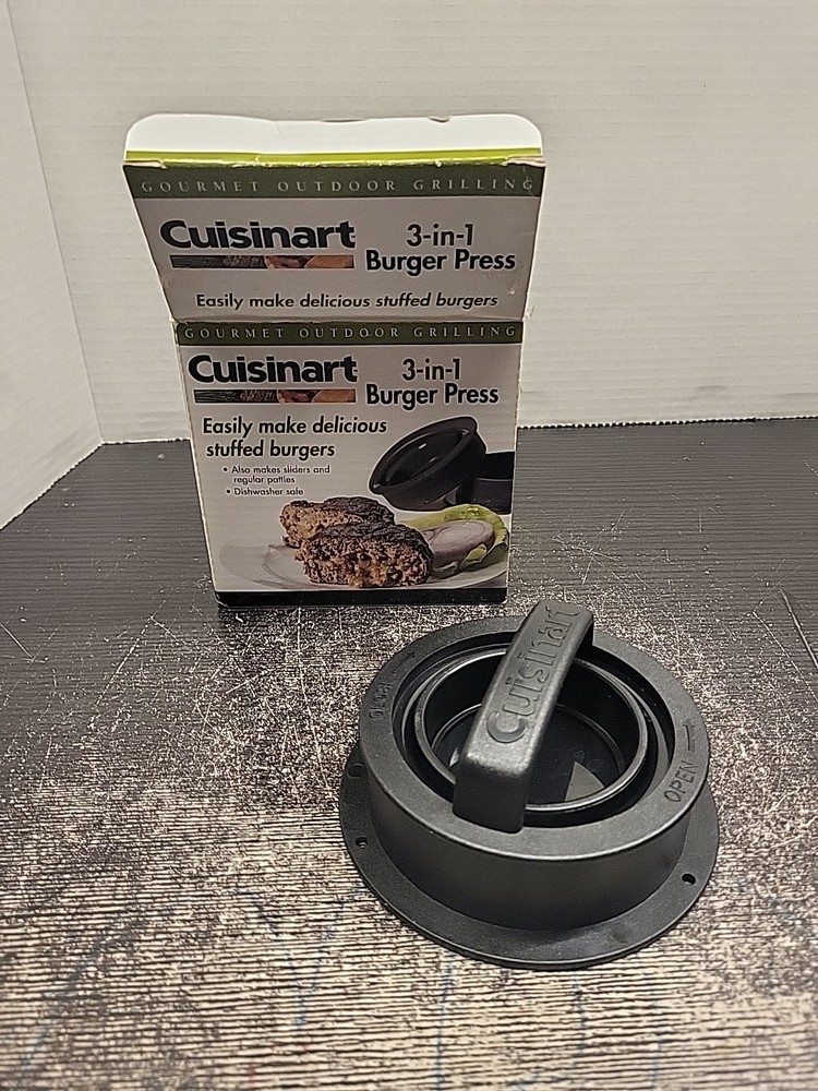 Cuisinart CSBP-100 3-in-1 Stuffed Burger Press Gourmet Outdoor Grilling Read Des