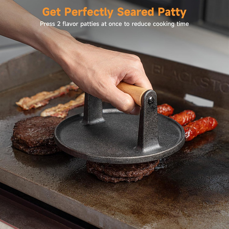Burger Press 7" Cast Iron Smash Burger Press for Blackstone Griddle gallery