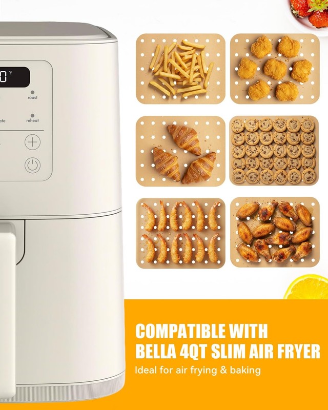 130PCS Air Fryer Paper Liners For Bella 4QT Slim Airfryer, Parchment gallery