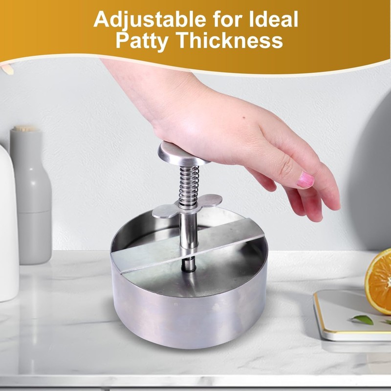 Stainless Steel Burger Press Adjustable Hamburger Patty Maker Meat Patty Making gallery