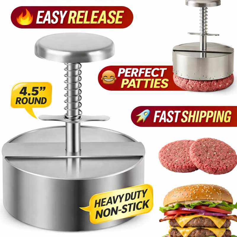 2 Pack Stainless Steel Burger Press 4.5" Patty Maker Easy Release BBQ Tool gallery