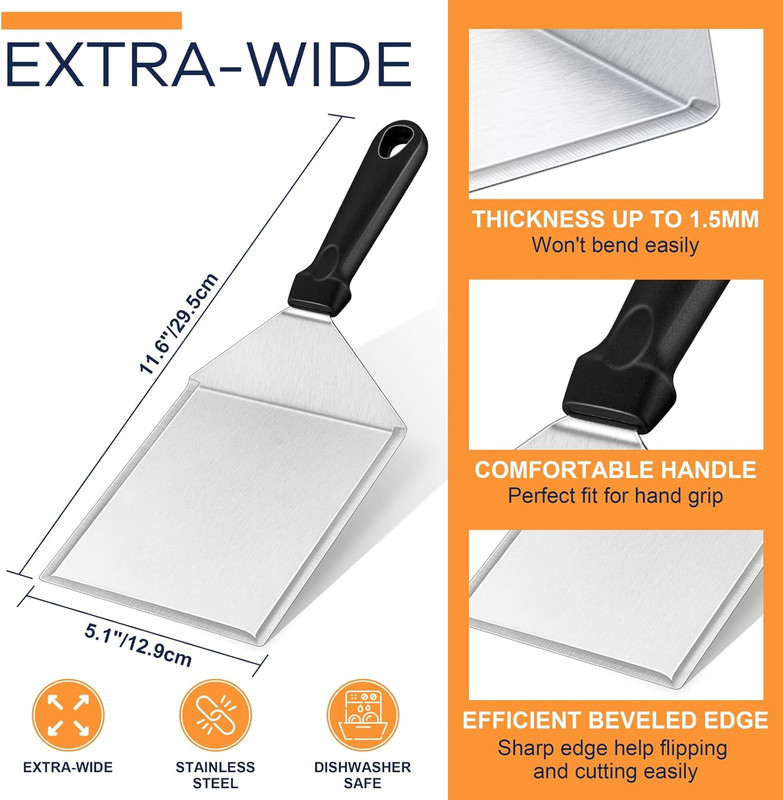 Leonyo Smashed Burger Kit, Large Burger Spatula, 5½ Inch Stainless Steel Burger gallery