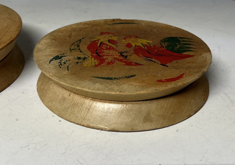 Fred Roberts Co Wood Hinged Hamburger Press Steer Longhorn And Rooster Vintage gallery