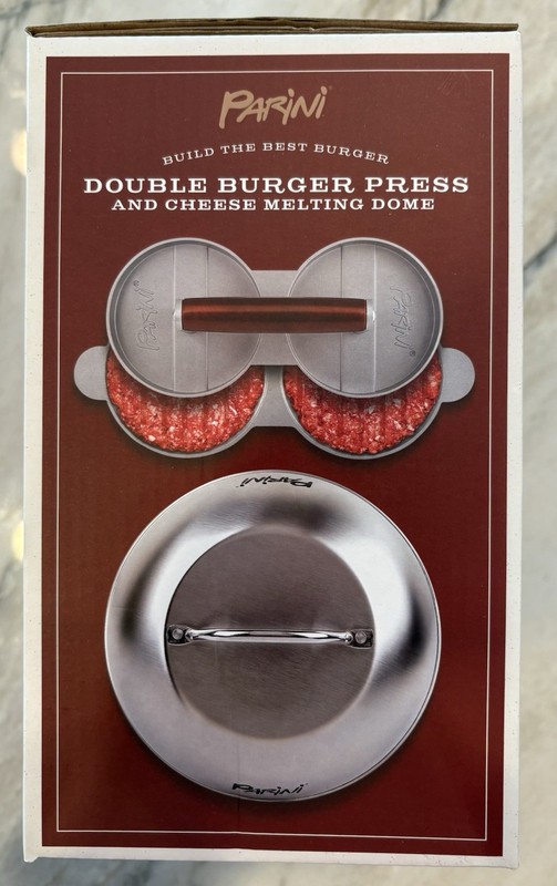 Parini Double Burger Press and Cheese Melting Dome-New in Box gallery
