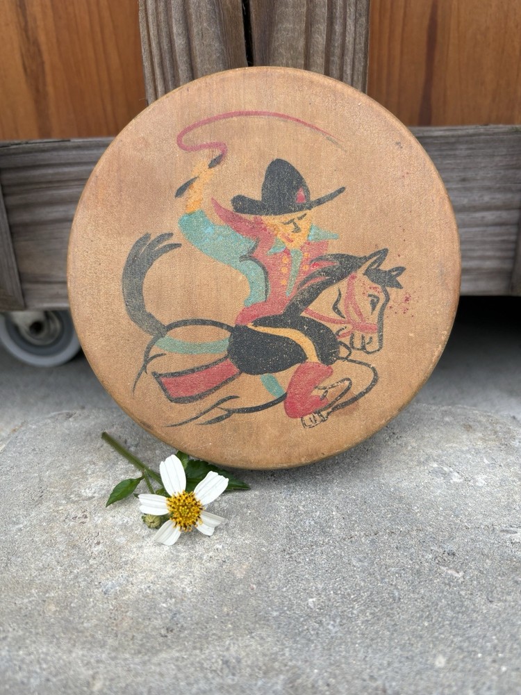Cowboy Western Wooden Vintage 1950’s Hamburger Press