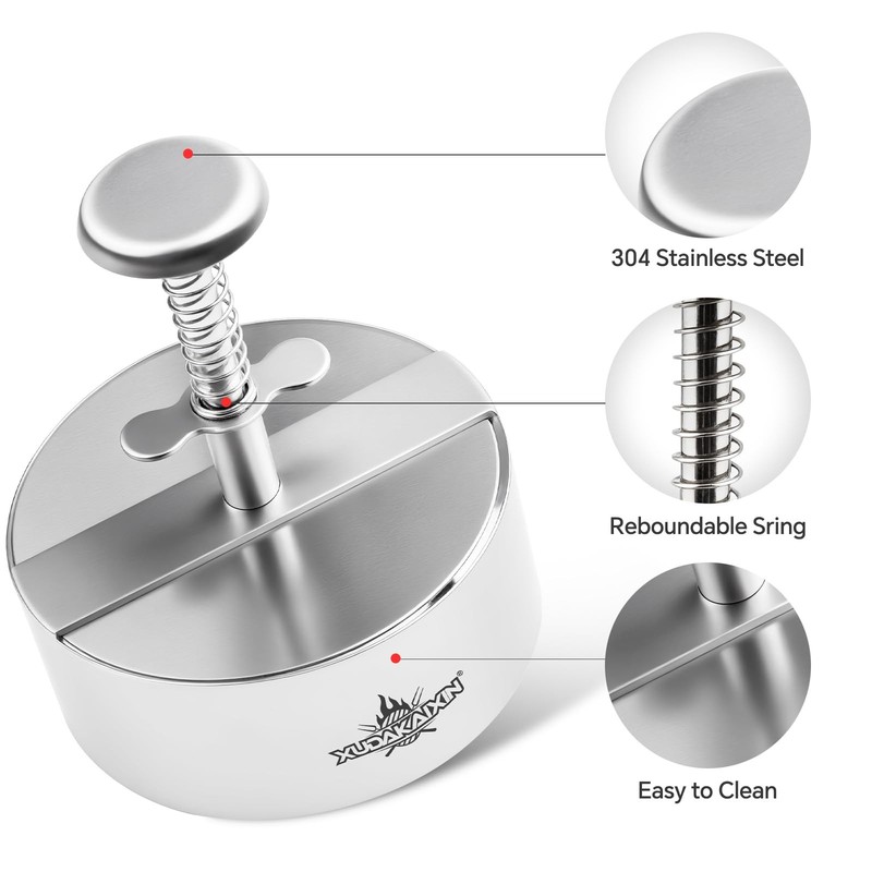 Burger Press Patty Maker 304 Stainless Steel Heavy Duty Easy Release NonStick B gallery