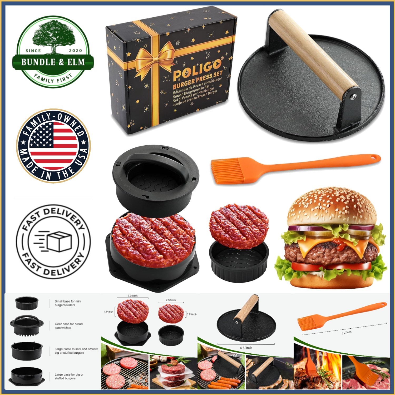 Heavy Duty Burger Press with 4-in-1 Functionality for Perfectly Shaped Patties gallery