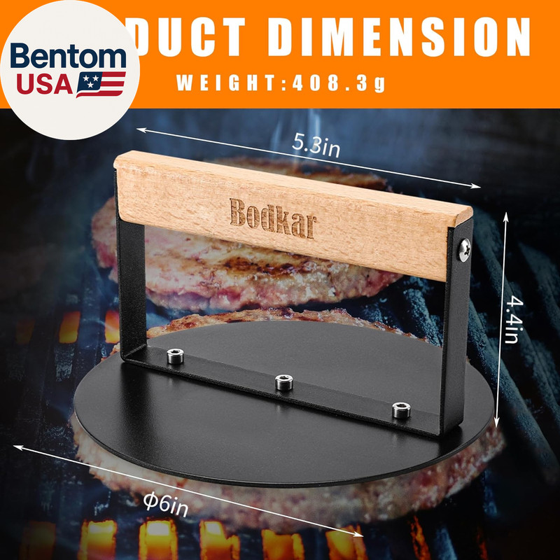 Smash Burger Press 6 Inch, round Burger Smasher Grill Press for Griddle Bacon Pr gallery