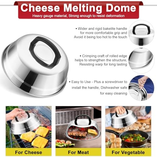 Smash Burger Kit Griddle Accessories (6Pcs), 9in Basting Cover with Grill gallery