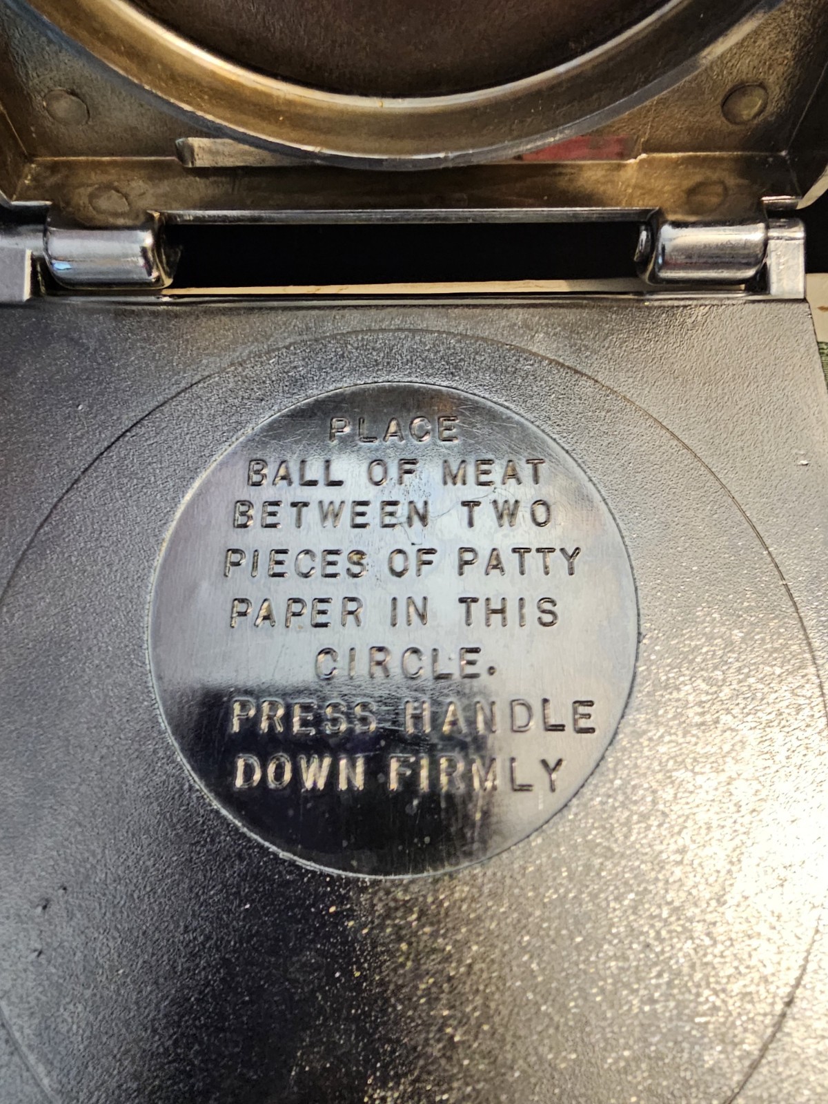 Kitchen-Quip Vintage Chrome Plated Deluxe Hamburger Press gallery