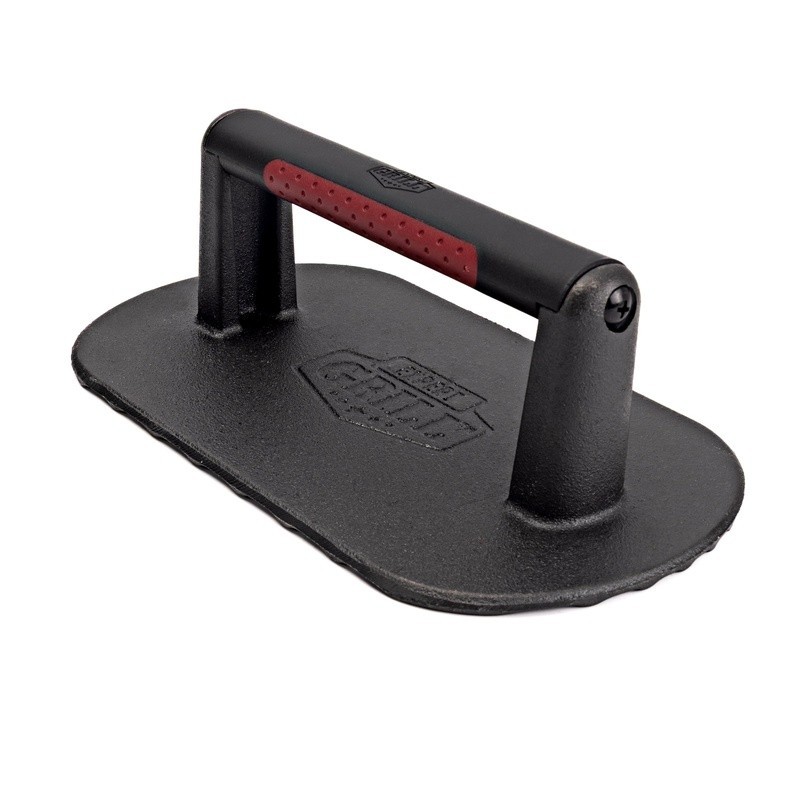 Cast Iron Griddle Press Heavy Duty BBQ Grill Weight Seared Lines Grease Remover gallery