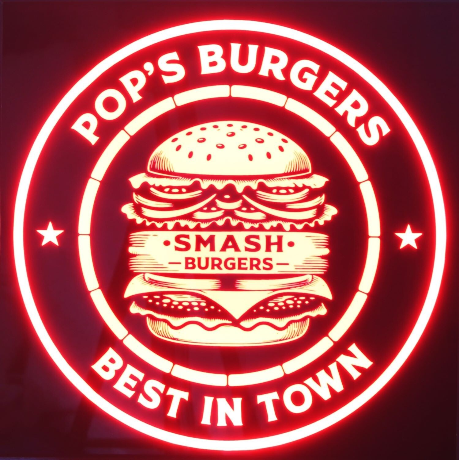 Smash Burger LED Sign Bar Lighted 12x12 Custom Non-Neon Cheeseburger gallery