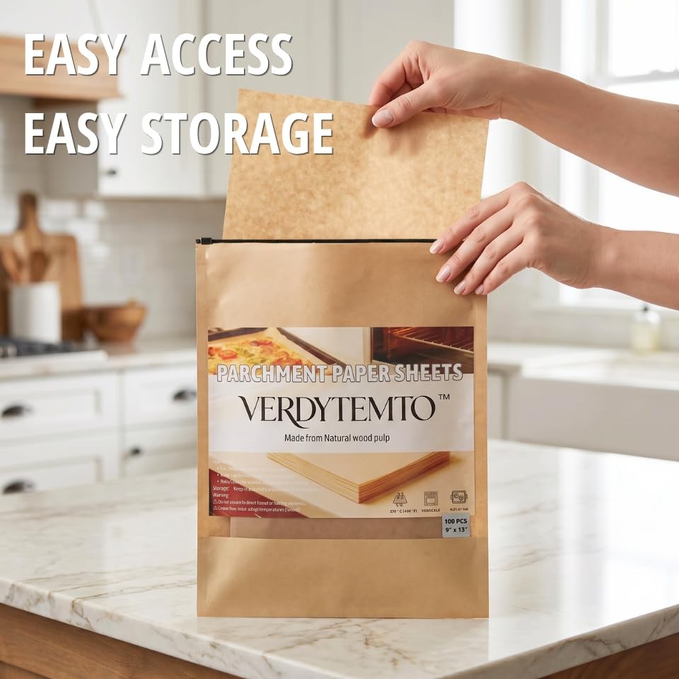 VERDYTEMTO 9x13 Inch Parchment Paper 9x13inches, Natural Unbleached Brown gallery