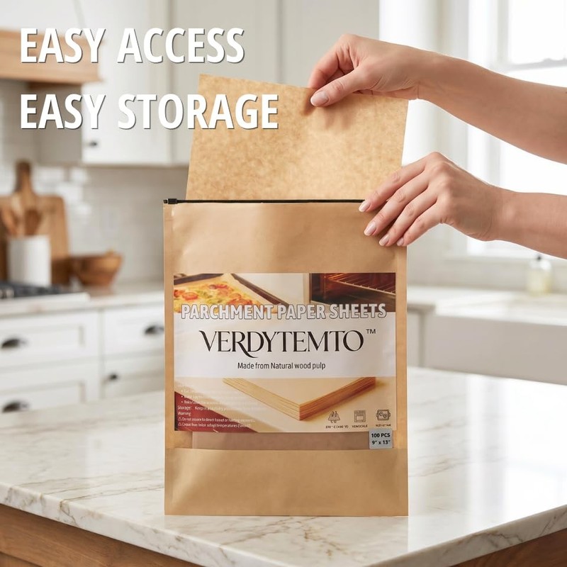 VERDYTEMTO 9x13 Inch Parchment Paper 9x13inches, Natural Unbleached Brown gallery