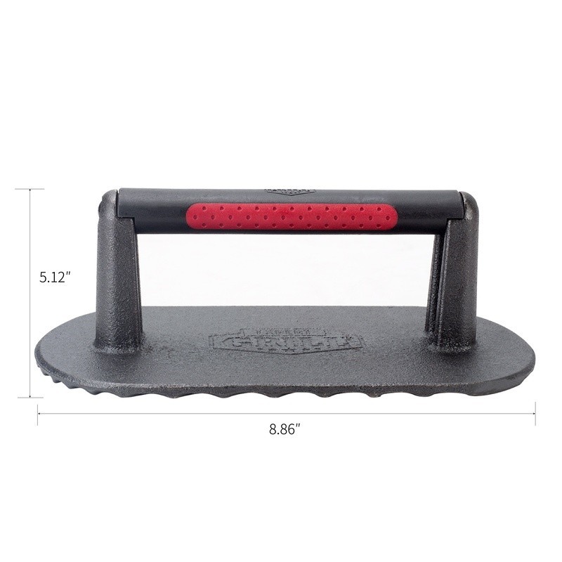 Cast Iron Griddle Press Heavy Duty BBQ Grill Weight Seared Lines Grease Remover gallery