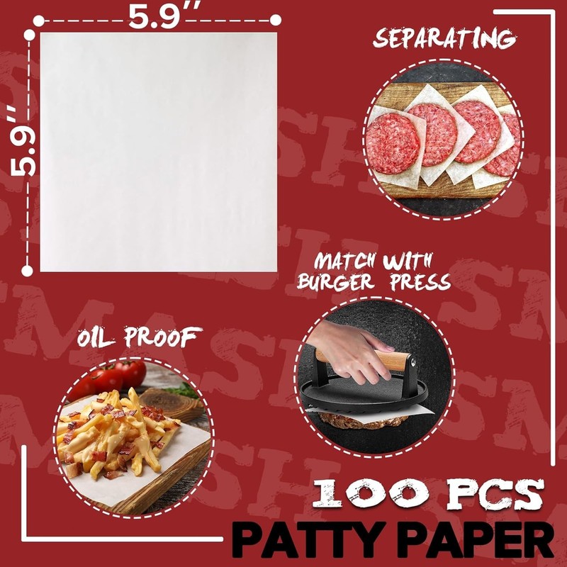Burger Press Kit Smash Burger Patty Maker Wax Paper Griddle Grill Kitchen gallery