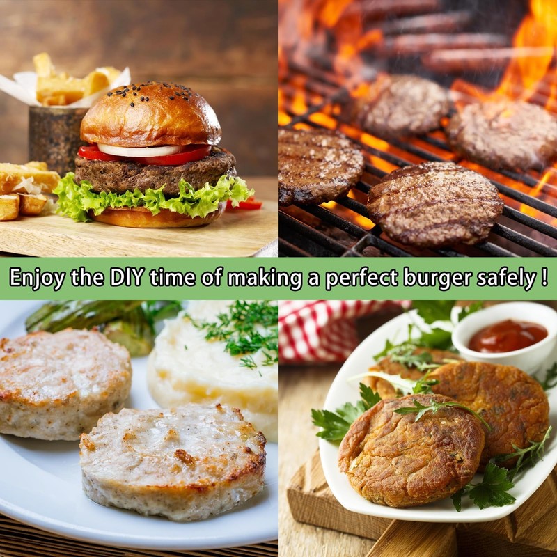 Heavy Duty Adjustable Burger Press, Non-Stick Patty Maker + 150 Paper Liners, BB gallery