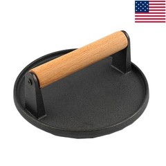 Iron Burger Press with Wood Handle Pressing Frying Pan Food Cooking Tools
