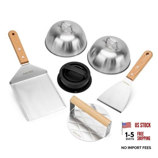 6PCS Burger Set, Cheese Melting Dome & Burger Press Kit, Basting Cover with