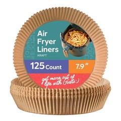 GUSTO [7.9 Inch – 125 Count] Round Air Fryer Liners 7.9 inch, Kraft
