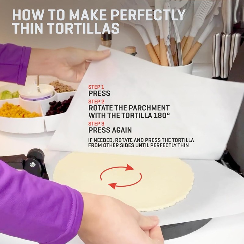 10 Inch Cast Iron Tortilla Press & Comal Pan Bundle - Non-Stick, Heat-Resistant, gallery