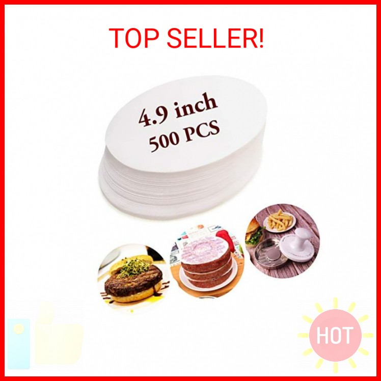 Meykers Wax Patty Paper Sheets for 5 Inches Burger Press - 500 Pcs Round hamburg