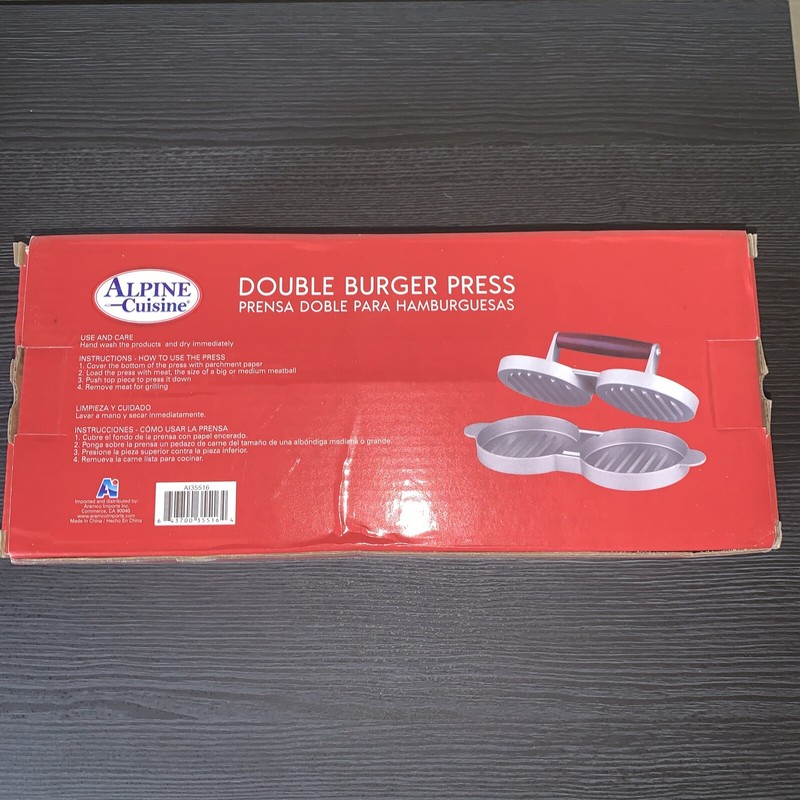 Alpine Cuisine Double Burger Hamburger Press Set NIB 4.5” BBQ Cookout gallery