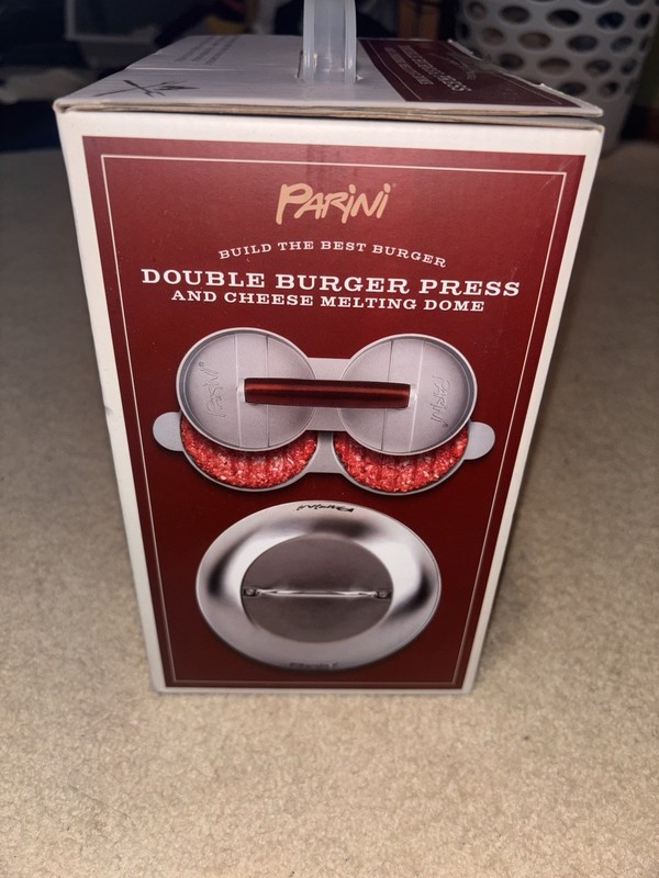 NEW Parini Double Non-Stick Burger Press & Cheese Melting Dome 8.75" NIB gallery