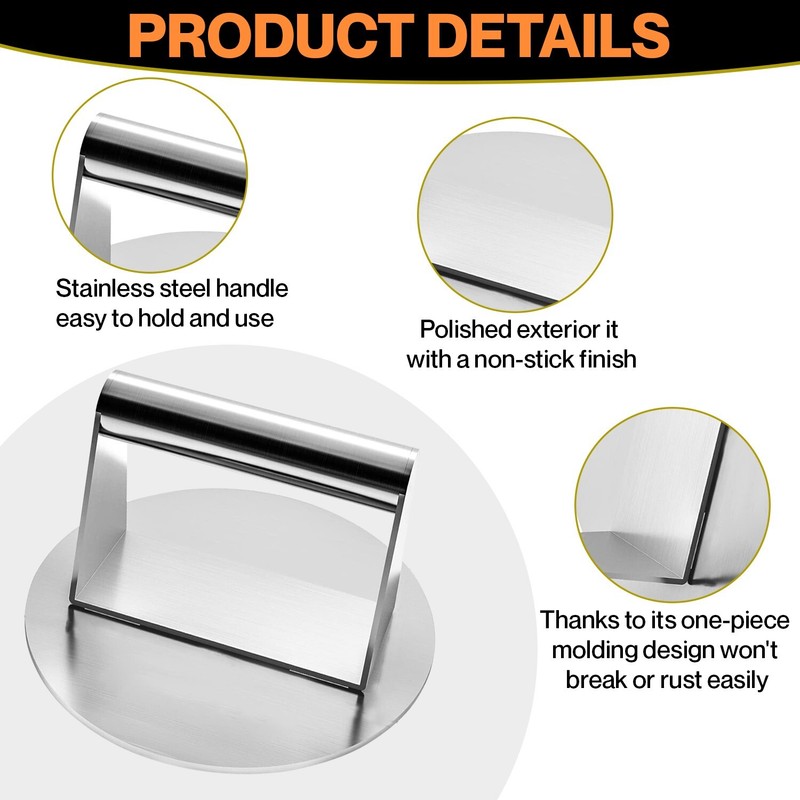 Stainless Steel Burger Press 5.5 Inch Round Burger Smasher, Smashed Hamburger gallery