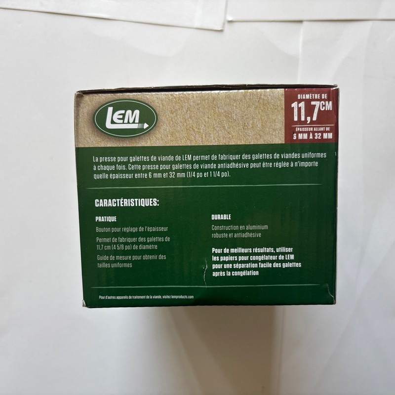 LEM HEAVEY DUTY BURGER PRESS/534 AND LEM 1000 CT. PLASTIC FREEZER SHEETS gallery