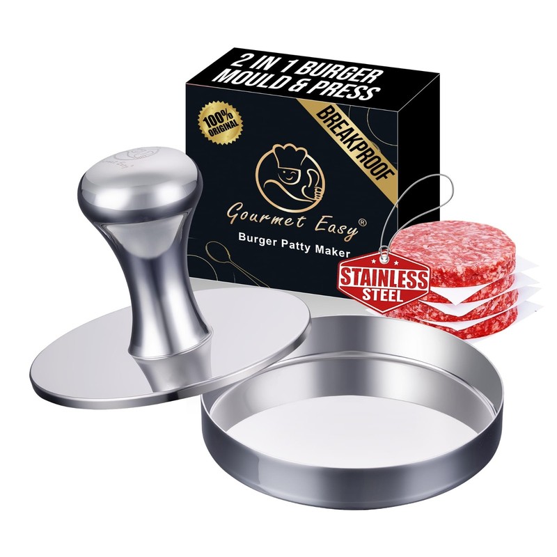 2-in-1 Heavy Duty Hamburger Press & Smash Burger Maker, Stainless Steel, Easy Cl gallery