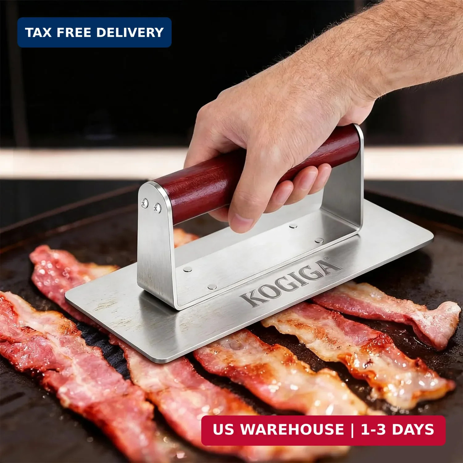 Ultimate Rectangle Griddle Press 1.92LB - 9x4.2 Inch Smash Burger & Bacon Press, gallery