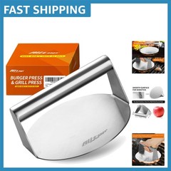 5.5″ Stainless Steel Burger Smasher – Non-Stick Patty Maker for Perfect Grilling