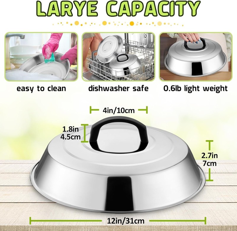 Cheese Melting Dome Set of 2 - 12 Inch Stainless Steel BBQ Grilling Accessory gallery